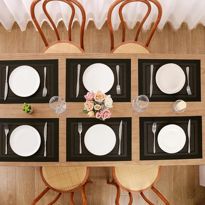 SHACOS Woven Vinyl Placemats Set of 4 Wipe Clean Place Mats - Image 9