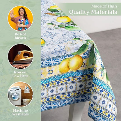 Maison d' Hermine Table Cloth Rectangle Table 100% Cotton 60 x 120 Inches Tablecloth Reusable Decorative for Dining Room Farmhouse Home Valentines Day Decorations Spring Summer - Citrus