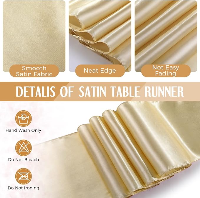 24 Packs White and Gold Disposable Plastic Tablecloths and Satin Table Runner - Image 4