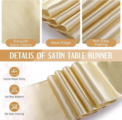 24 Packs White and Gold Disposable Plastic Tablecloths and Satin Table Runner - Image 4