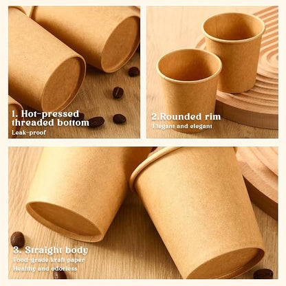 100 Pack 6oz Mini Coffee Cups Disposable Paper Cups Hot or Cold Beverage Cup - Image 3