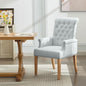 Fabric Dining Chair with Arms, Upholstered Tufted High Back Dining Room Chairs, Accent Armchair with Solid Wood Leg and Nailhead Trim, Kitchen Dining Living Room, Sky Blue