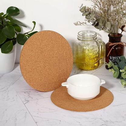 Boao 6 Pcs 8 Inch Round Absorbent Cork Coasters Wooden Cork Plant Coasters - Image 5