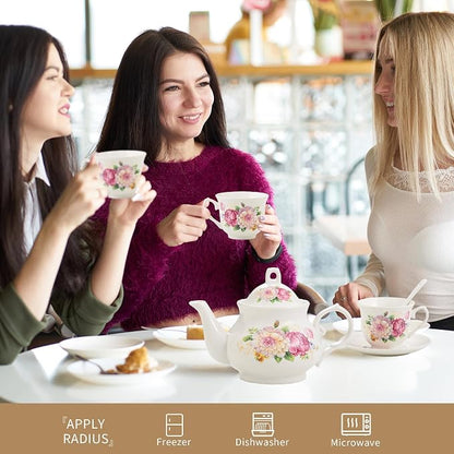 20-Pieces Porcelain Tea Sets For Women, Tea Set For Adult - Image 4