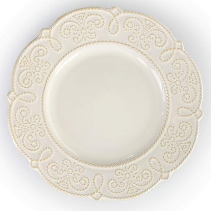 Elama Round Decorated Stoneware Scallop Embossed Dinnerware Dish Set, 16 Piece - Image 3