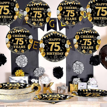 Grencian 96PCS 75th Birthday Party Decorations 75th Birthday Plates and Napkins - Image 7