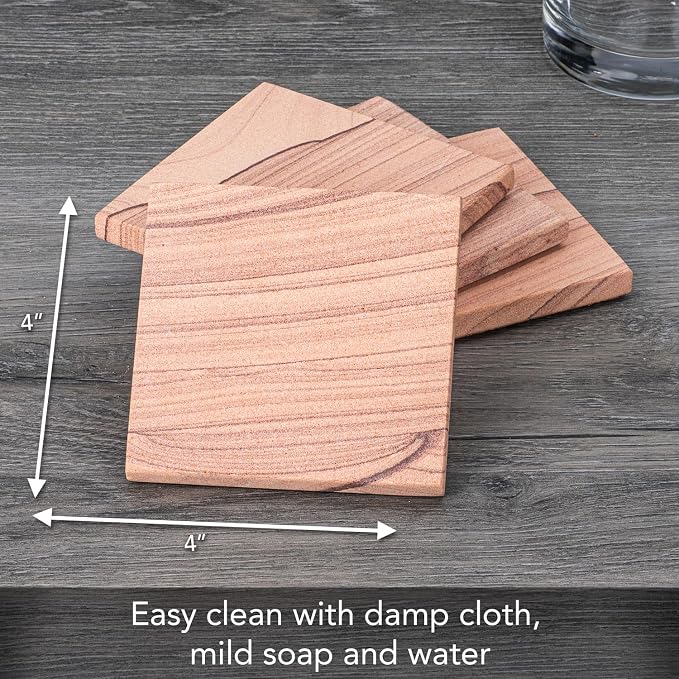 Thirstystone Sandstone Cinnabar Coasters | Protective Cork Backing, Eco-Friendly - Image 3