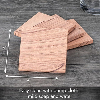Thirstystone Sandstone Cinnabar Coasters | Protective Cork Backing, Eco-Friendly - Image 3