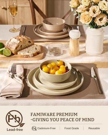 Stoneware Dinnerware Set for 8, Plates & Bowls, Chip & Scratch Resistant - Image 3