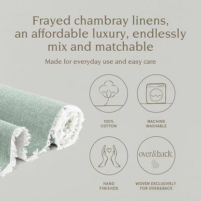 Over&Back 18x108 Woven Frayed Chambray Cotton Table Runner - Image 2
