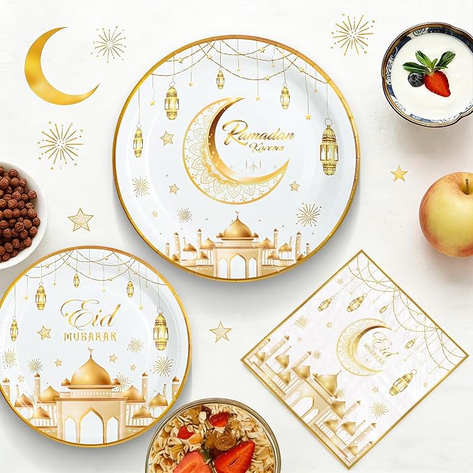 180pcs Ramadan Eid Mubarak Party Supplies, Serves 60 | Disposable Tableware - Image 4