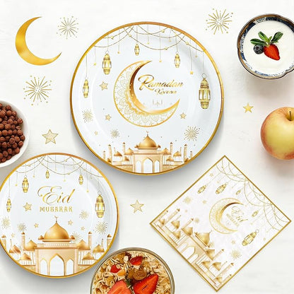 180pcs Ramadan Eid Mubarak Party Supplies, Serves 60 | Disposable Tableware - Image 4