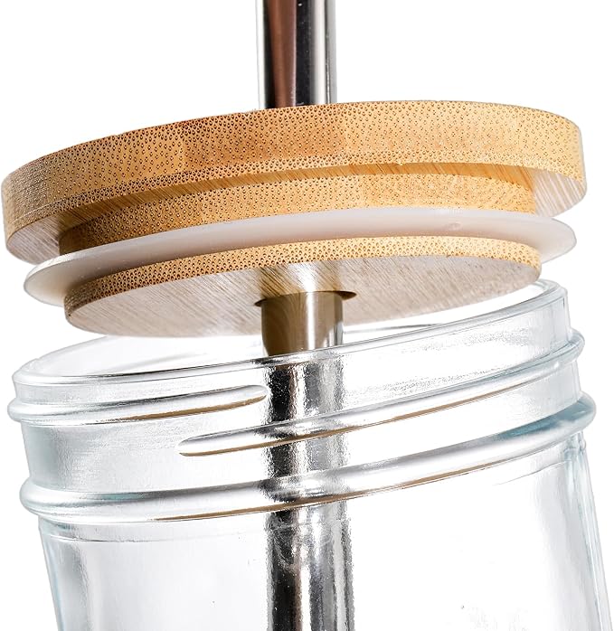 Yesland 6 Pack Glass Cups with Lids and Straws, 24 oz Mason Jar Smoothie Cup - Image 3