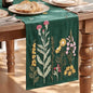 Artoid Mode Green Soft Chain Embroidery Wild Floral Christmas Table Runner by ArtoidMode