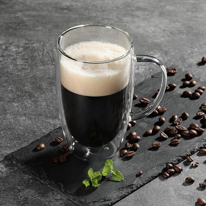 Aurzen 2 Pack Double Walled Glass Coffee Mugs - Image 6