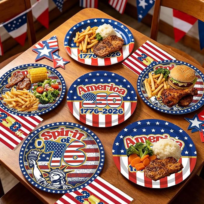 40Pcs Patriotic 4th of July Paper Plates and Napkins Set, 9 Inch Disposable - Image 4