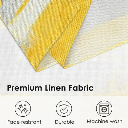 Emvency Farmhouse Placemats Set of 4, 12x18 Inch Modern Grey White and Yellow Art Painting Table Mats for Outdoor Home Party Kitchen Dining Decoration