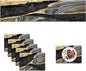 Mcalk Black Marble Table Runner and Placemats Set of 6 Pieces, Gold Marble Placemats, Modern Cloth Place Mats Indoor for Kitchen,Washable Linen Material for Dining Table