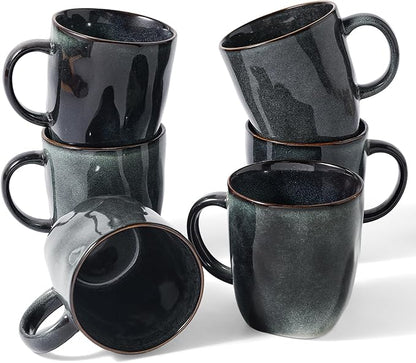 famiware Coffee Mugs Set of 6, Ocean Square 13oz Coffee Cup Set by Famiware