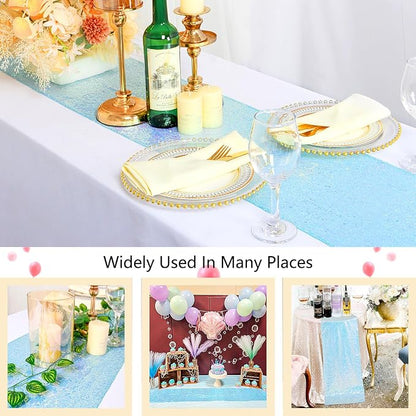 ShiDianYi Aqua Blue Sequin Table Runner 12''X72'' - Image 6