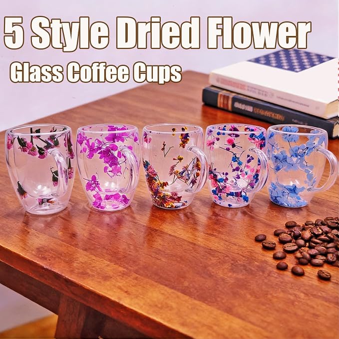 Viovian 13oz Double Wall Glass Coffee Mugs Set of 2 Insulated Glass Coffee Cups - Image 7