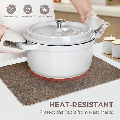 NCUE Vinyl Placemats Set of 6, Heat Resistant, Nonslip Faux Leather Waterproof - Image 2