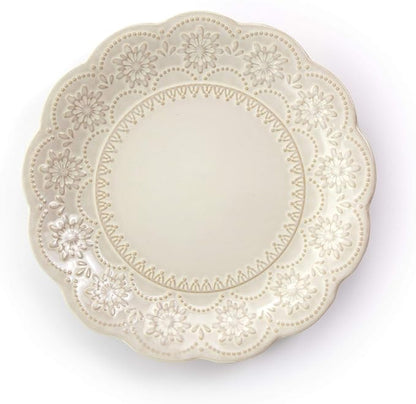 Elama Embossed Scalloped Stoneware Dinnerware Dish Set, 16 Piece - Image 4