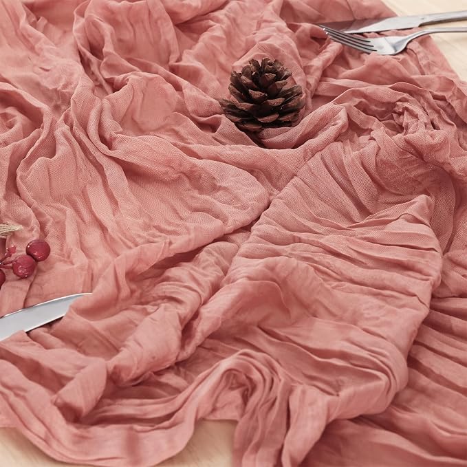 20 Pack Dusty Pink Cheesecloth Table Runner 120 Inch Boho Wedding Decor | - Image 5