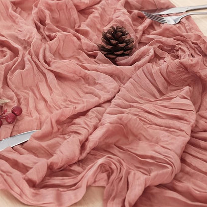 3 Pack Dusty Pink Cheesecloth Table Runner 120 Inch Boho Wedding Decor | - Image 5