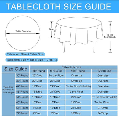 Hiasan Round Linen Tablecloth 108 Inch - Wrinkle and Stain Resistant Washable Polyester Fabric Table Cloth for Dining Room Kitchen Party, Beige