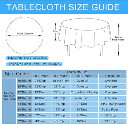 Hiasan Linen Tablecloth 80 Inch Round - Wrinkle and Stain Resistant Washable Polyester Fabric Table Cloth for Dining Room Kitchen Party, Aqua