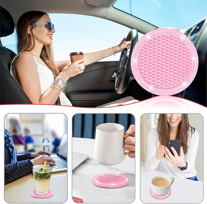 Car Coasters, 4 Pack Universal Vehicle Bling Car Coaster, Rhinestone Coaster - Image 6