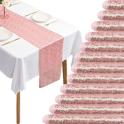 12 Packs 12 X 72 Inch Sequin Table Runner Glitter Dining Table Runner by Fivenl