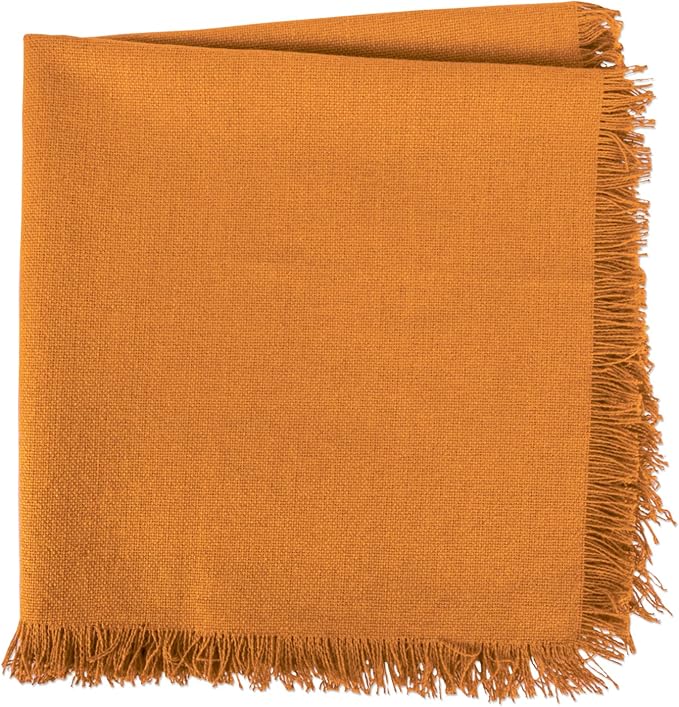 DII Everyday Collection, Fringed Solid Tabletop, Napkin Set, Pumpkin Spice - Image 4