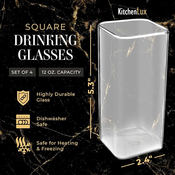 Kitchen Lux Square Drinking Glasses Set of 4 - Image 2