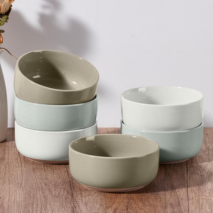 E-far Cereal Bowls Set of 6, 27oz Ceramic Deep Soup Bowls by E-far