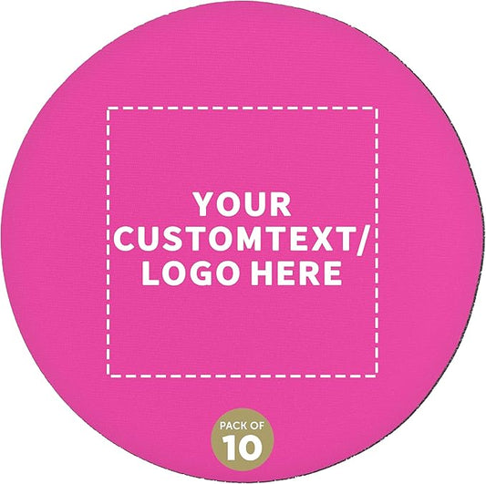 10 Round Foam Bud Coasters Pack, 4 inch - Customizable Text, Logo - PU Foam, Party Favor - Neon Pink