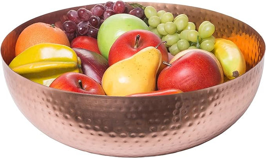 Round Hammered Metal Bowl, Perfect for Serving salads, Fruits and decorative display