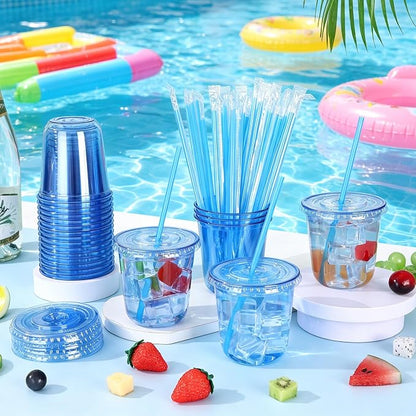 KesaPlan 50 Pack 12 oz Blue Plastic Party Cups - Image 2