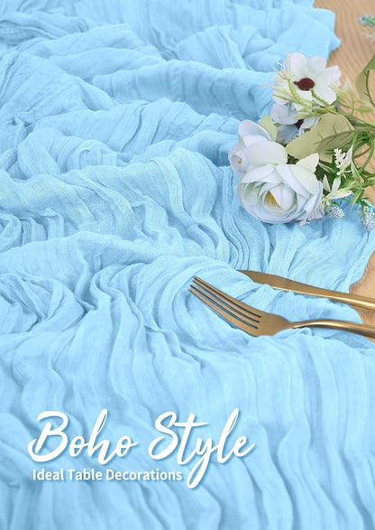 Pesonlook Cheesecloth Table Runner Light Blue, 10 Pack 17.7x108 inch, Long | - Image 6