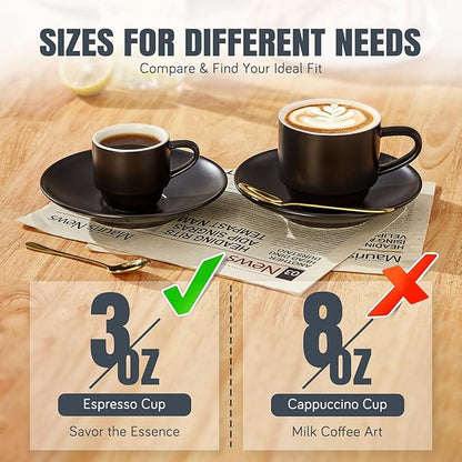 Lareina Porcelain 3-Ounce Espresso Cups Set of 6, Small Stackable Coffee Cups - Image 6