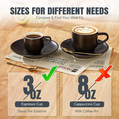 Lareina 3-Ounce Espresso Cups Set of 4, Small Stackable Coffee Cups - Image 6