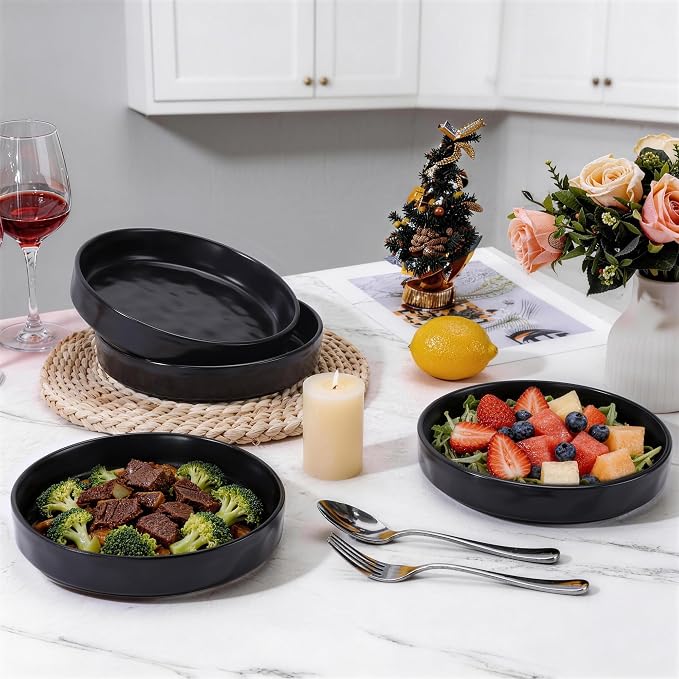 LIANYU 8.25’’ Pasta Bowls Set of 4, 33oz Large Wide Shallow Dinner Plates | - Image 8