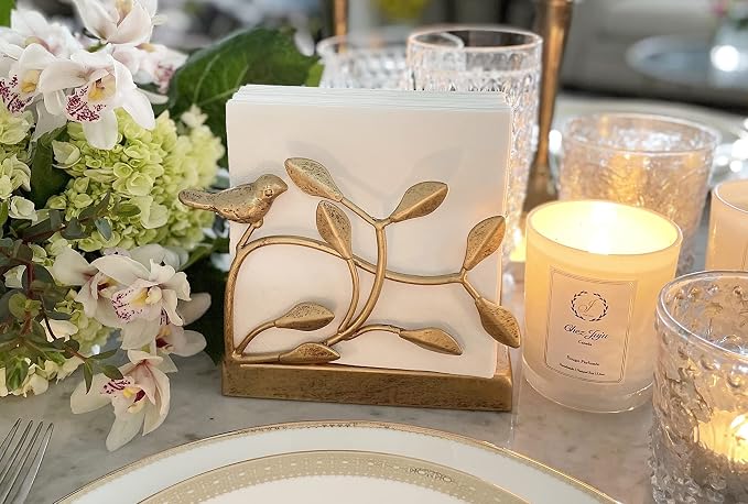 Golden Bird Vertical Napkin Holder | Elegant Sturdy Disposable Paper Hand Towel - Image 2