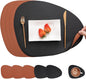 Myir JUN Placemats, Dual-Sided Placemats Waterproof Faux Leather Placemats Set of 6 Place Mats and Coasters Non-Slip Washable Table Mats for Dining Table (Black Brown, Set of 6)