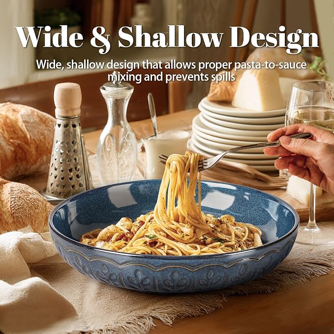 Pasta Bowls, 50oz Large Salad Serving Bowls, 9.75'' Plates Bowls Set of 4 - Image 2