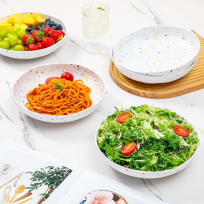 Melamine Bowls Set, 9” Large Pasta Bowl Salad Bowl, Lightweight Unbreakable - Image 2