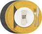 Myir JUN Round Placemats Dual Sided, Faux Leather Place Mats Set of 4 Indoor Placemats for Dining Table Outdoor Placemats Non-Slip Washable Table Mats (Set of 8, Gray Yellow)