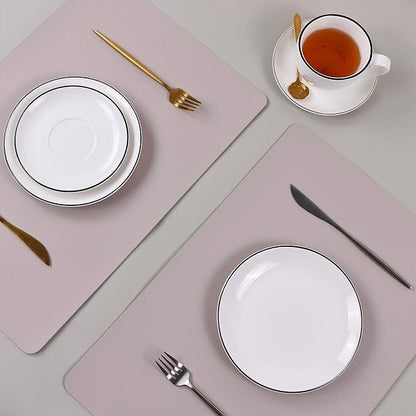Wipeable Placemats Leather Table Mats Waterproof Heat-Resistant Easy to Clean for Dining Table Set Kitchen Table (4, Taupe)