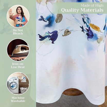 Maison d' Hermine Table Cloth Round Table 100% Cotton 63 Round Inches Tablecloth Reusable Decorative for Dining Room Farmhouse Home Valentines Day Decorations Spring Summer - Lazy Summer Days